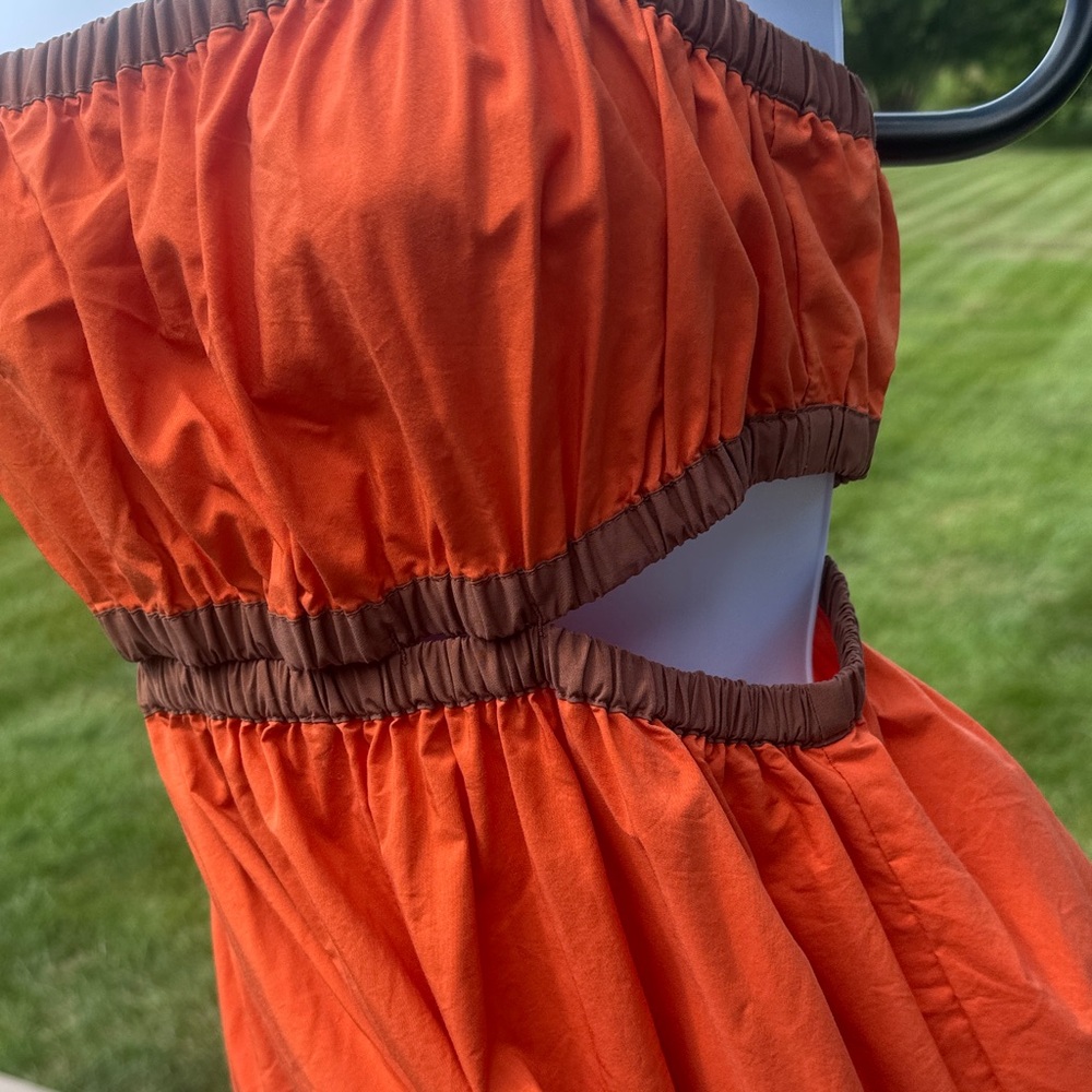 Forever 21 Orange Maxi Dress with cutouts and Spaghetti Straps - Picture 3 of 7